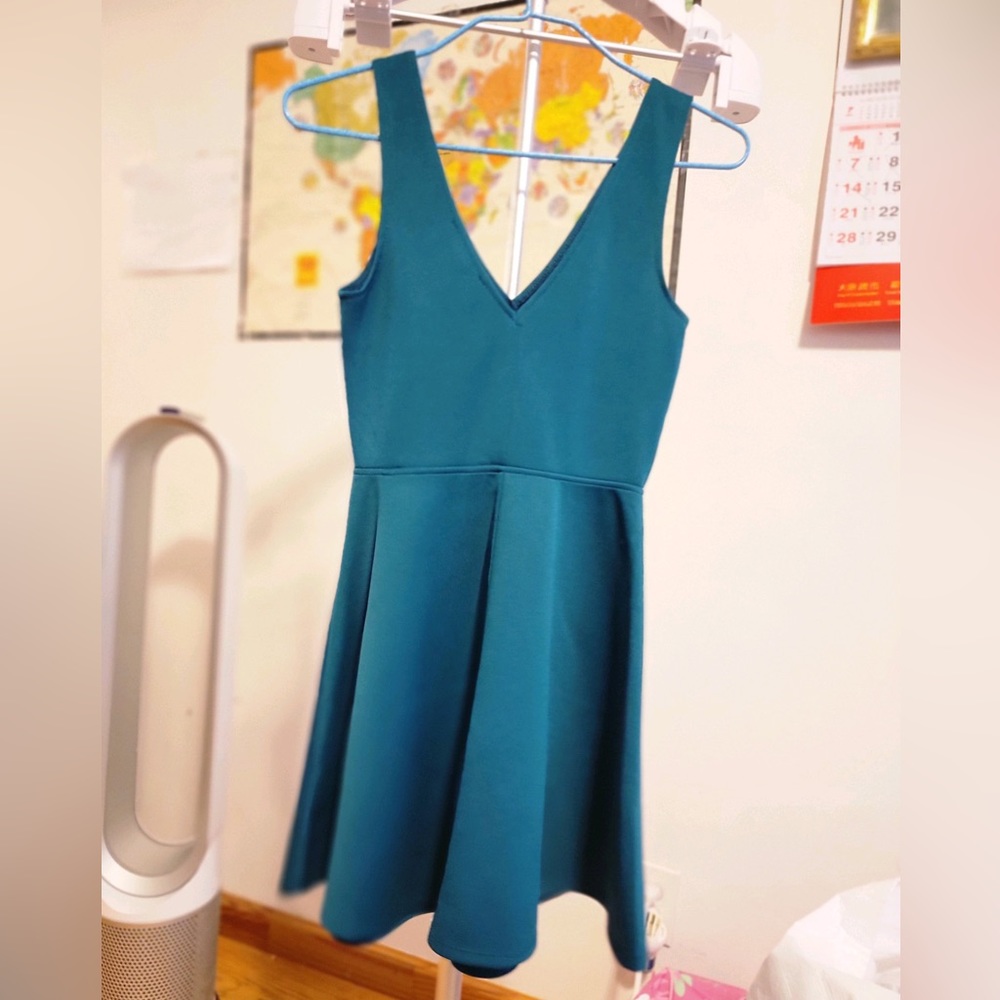 F21 TEAL GREEN FLARED DRESS - Picture 2 of 2